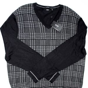 Hugo Boss Houndstooth V-neck Sweater Men`s XXL